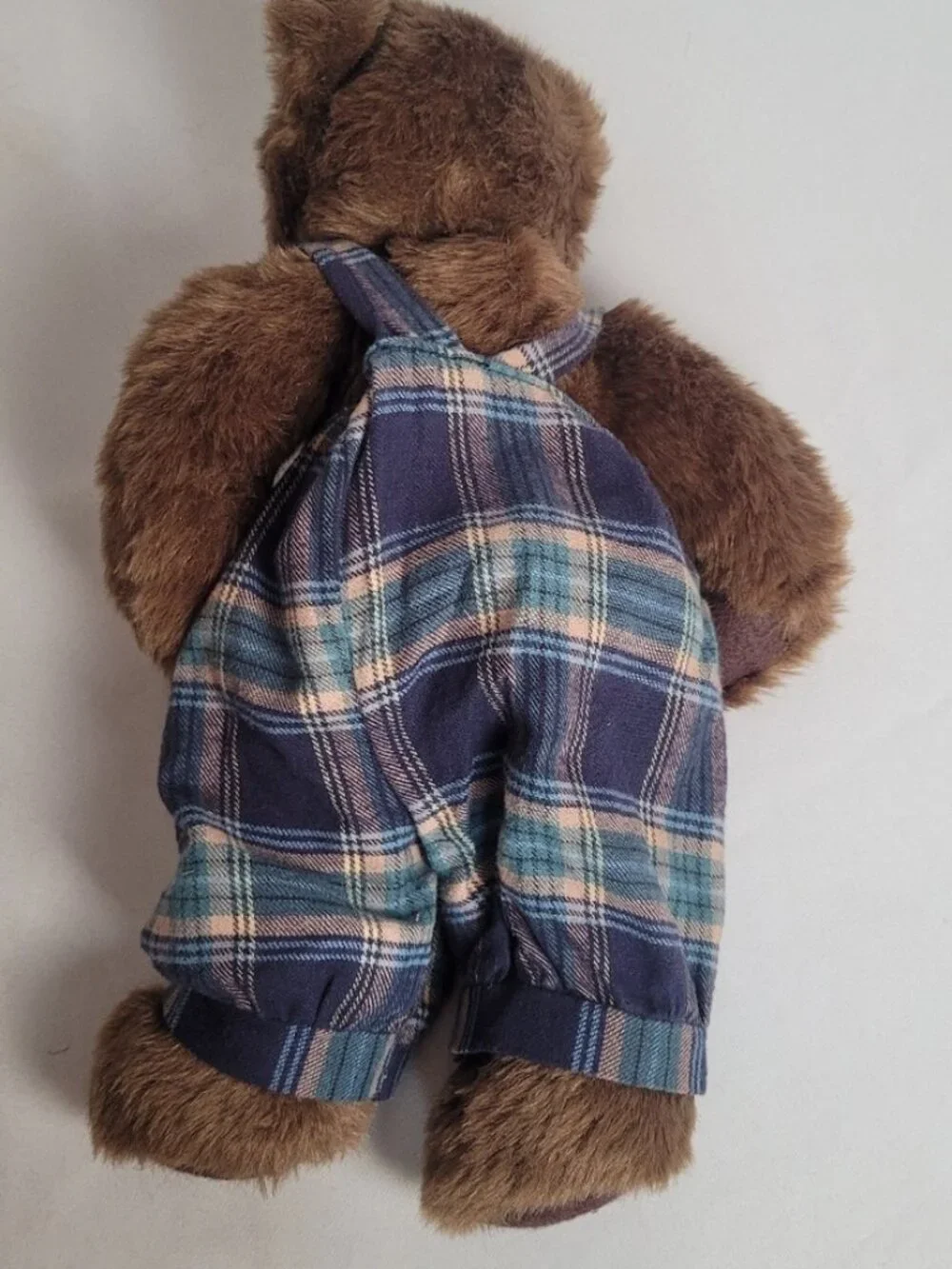 Bear Plush Plaid Overalls